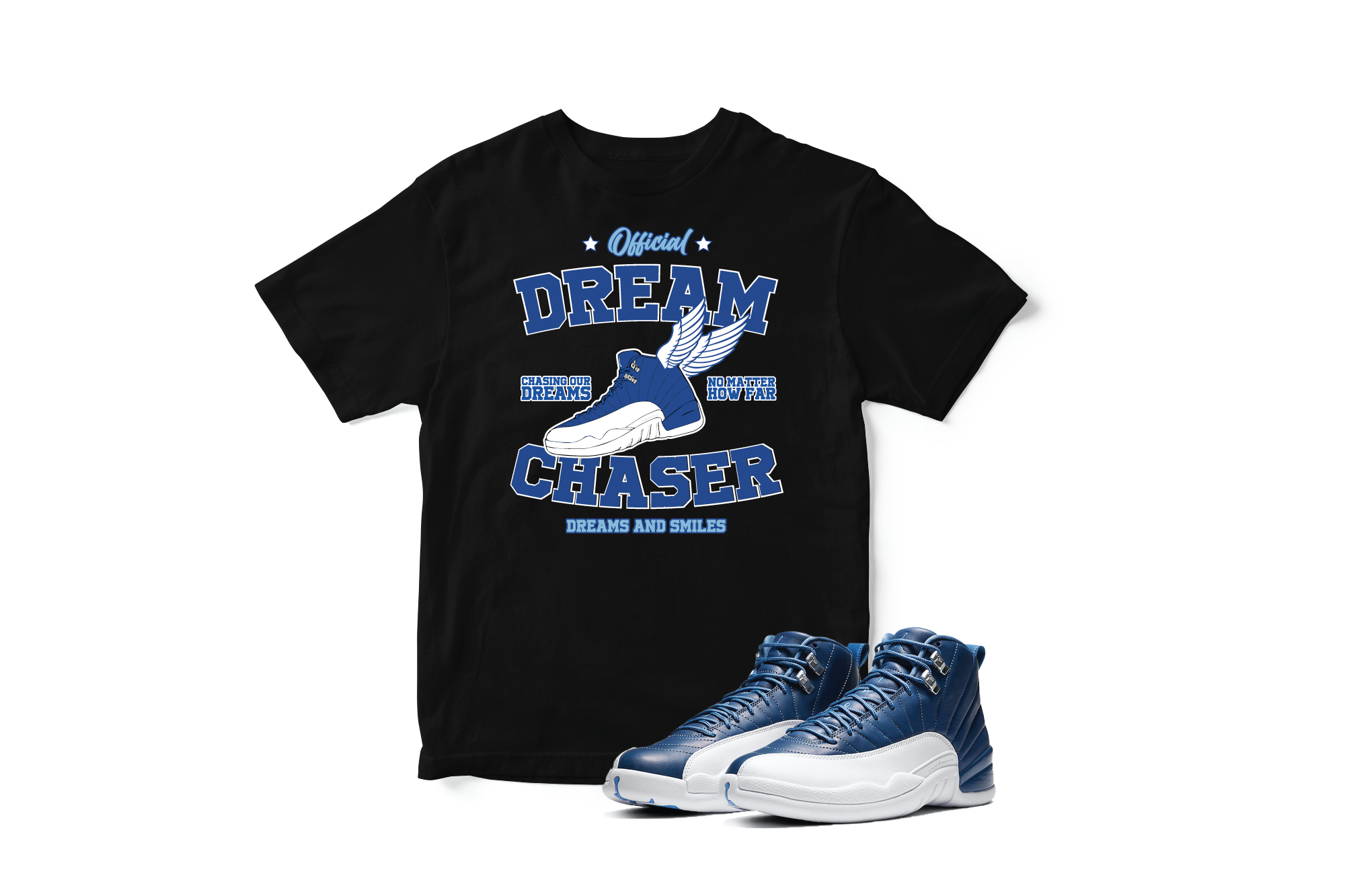 'Official Dream Chaser' Custom Graphic Short Sleeve T-Shirt To Match Air Jordan 12 Indigo