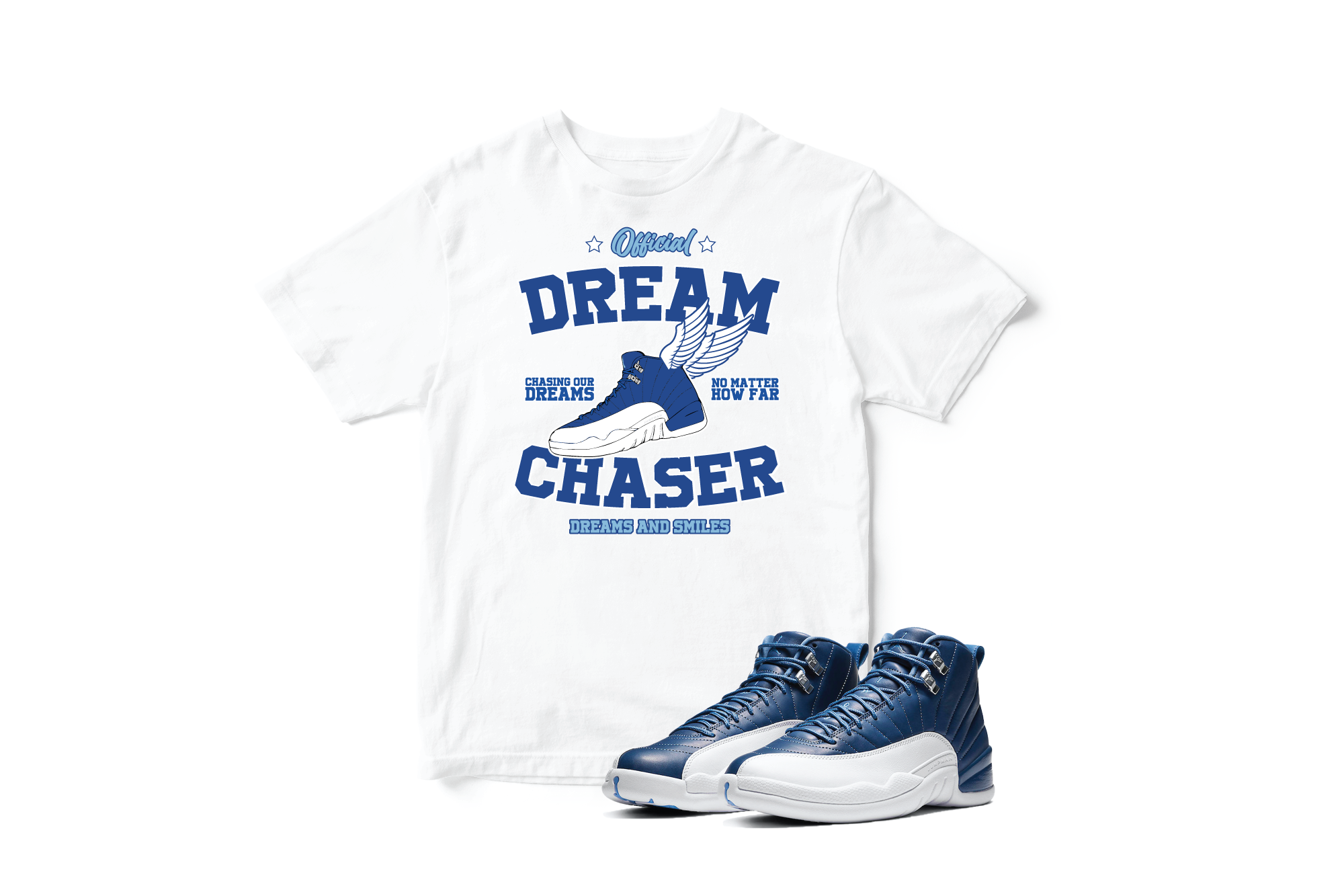 'Official Dream Chaser' Custom Graphic Short Sleeve T-Shirt To Match Air Jordan 12 Indigo
