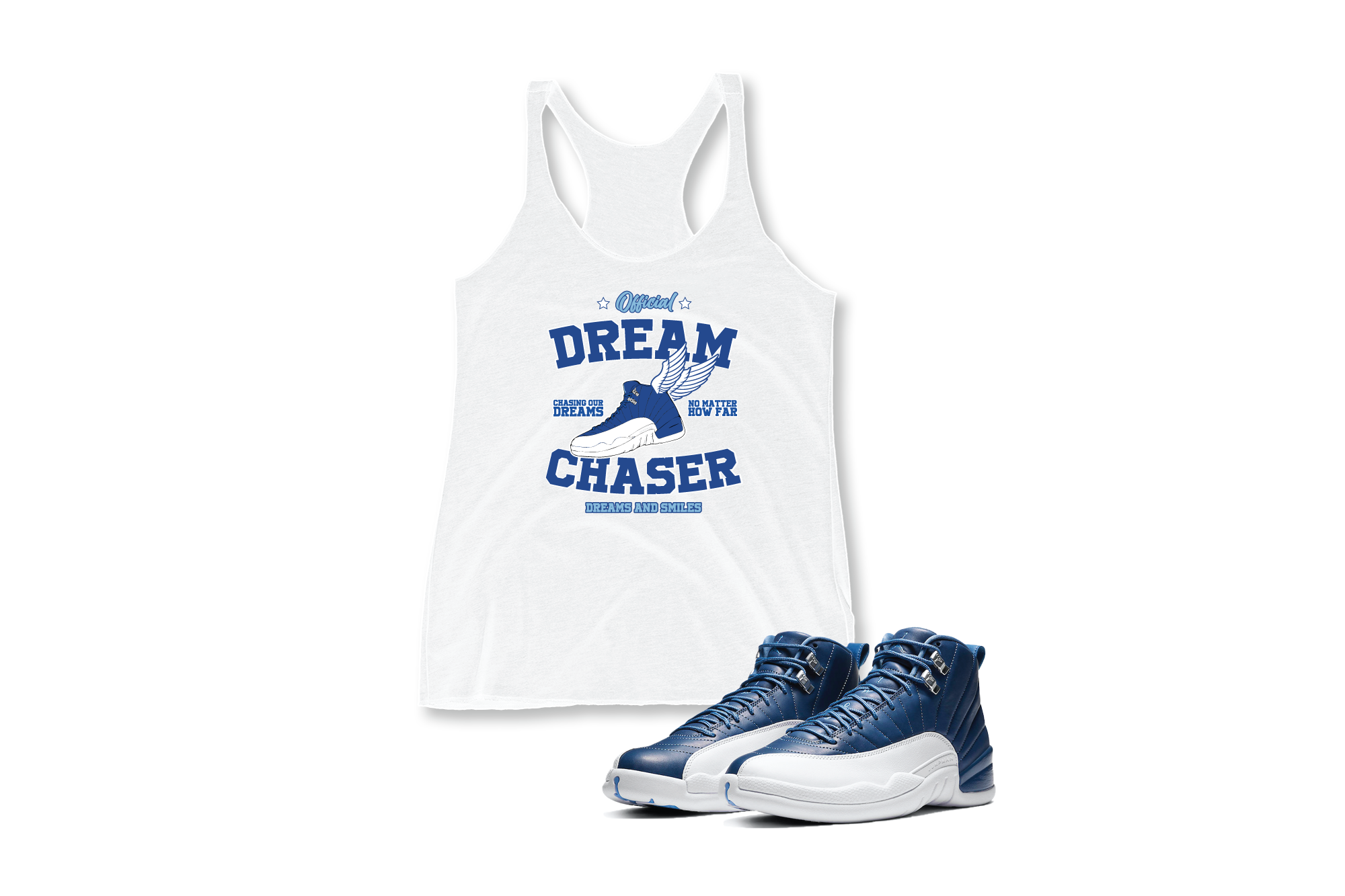'Official Dream Chaser' Custom Graphic Women's Racer Tank To Match Air Jordan 12 Indigo