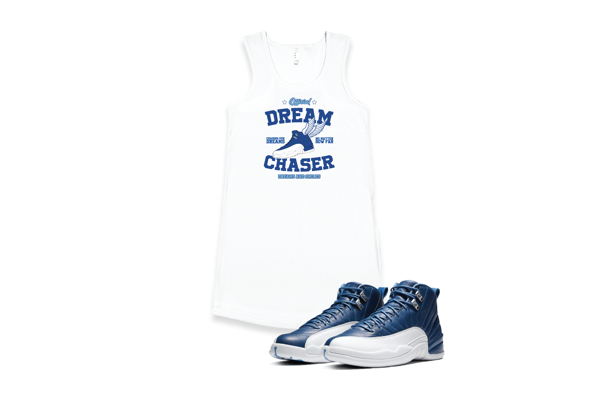 'Official Dream Chaser' Custom Graphic Women's Tank Dress To Match Air Jordan 12 Indigo