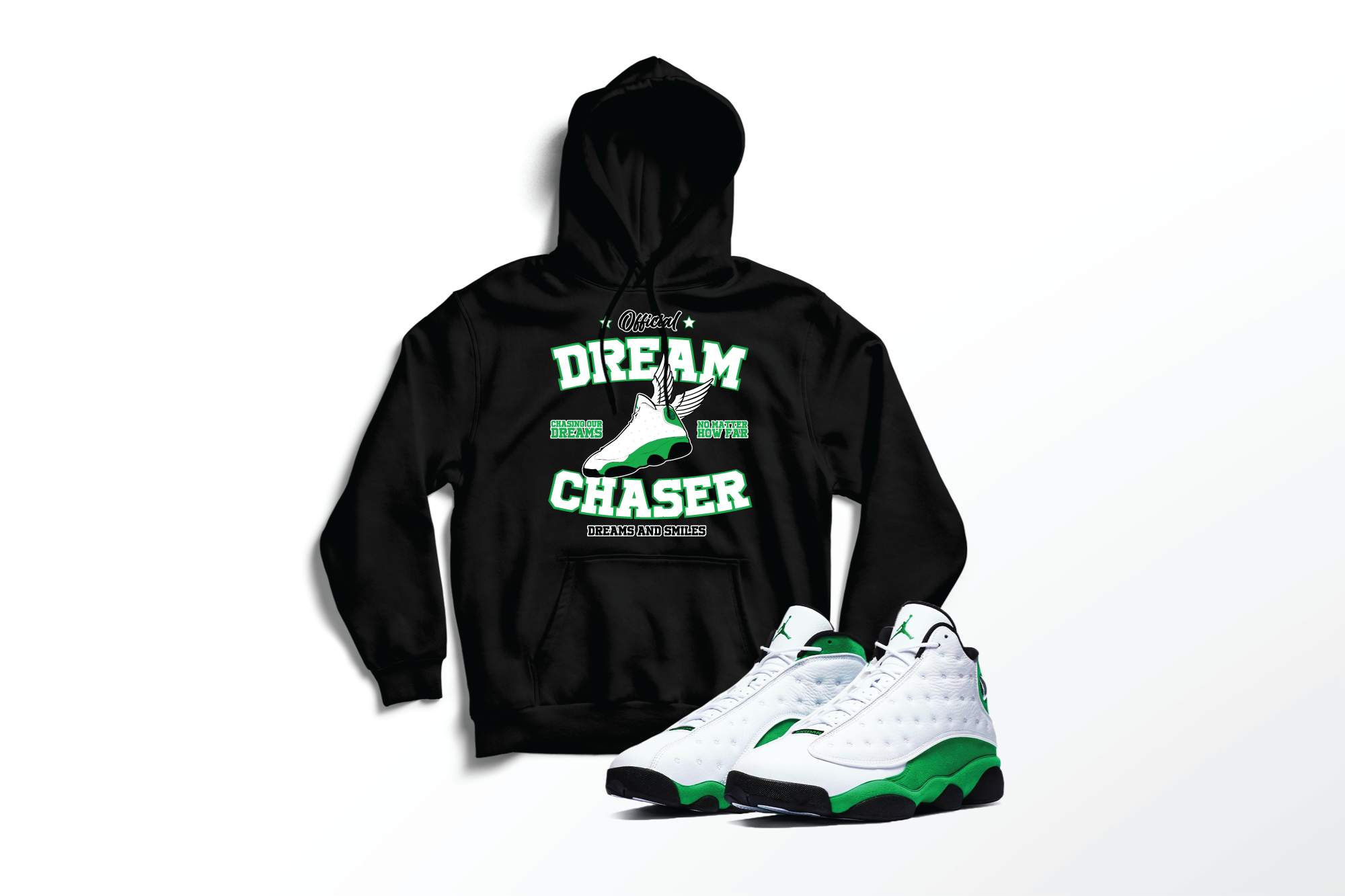 'Official Dream Chaser' Custom Graphic Hoodie To Match Air Jordan 13 Lucky Green