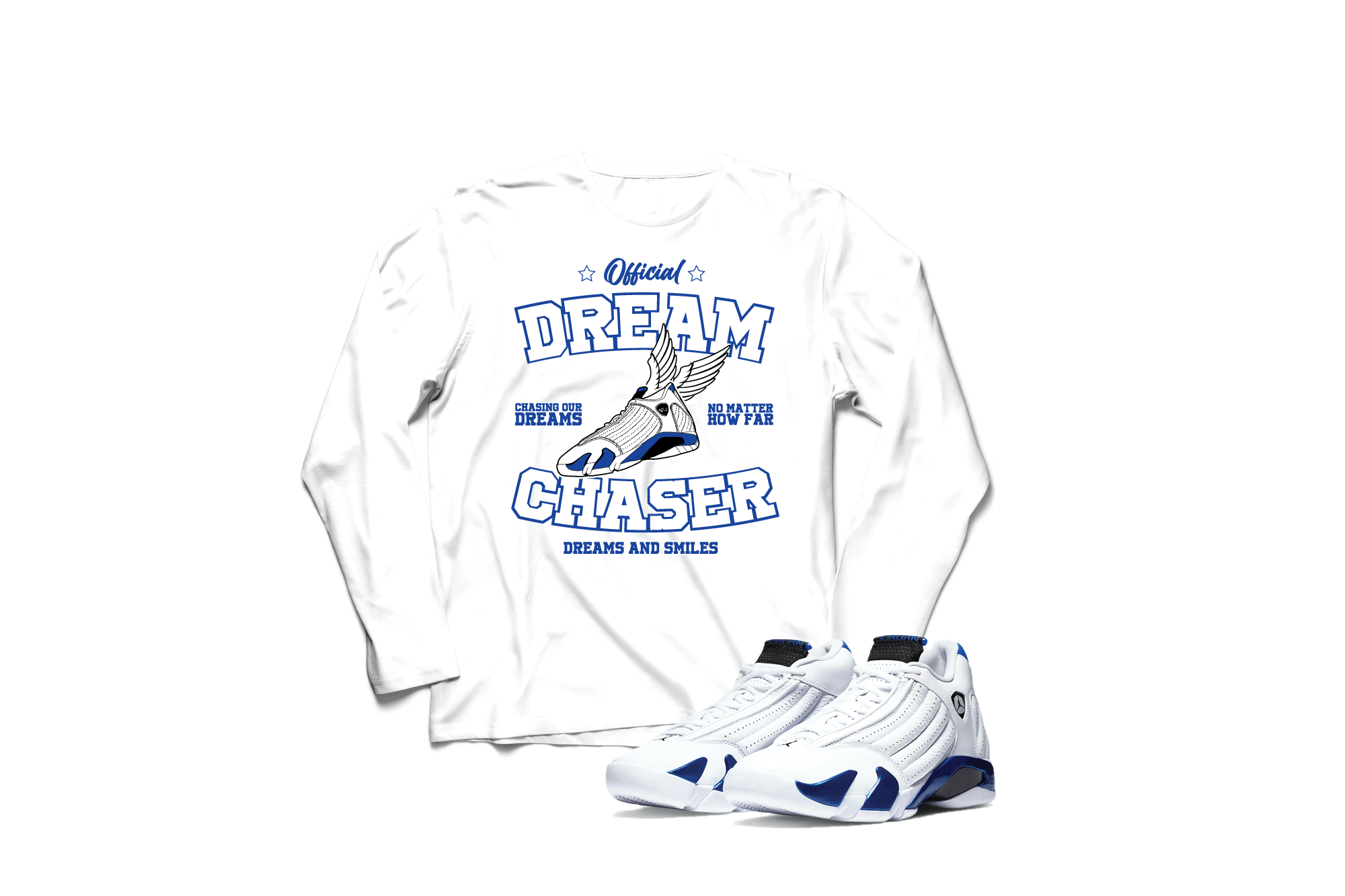 'Official Dream Chaser' Custom Graphic Long Sleeve Tee To Match Air Jordan 14 Hyper Royal