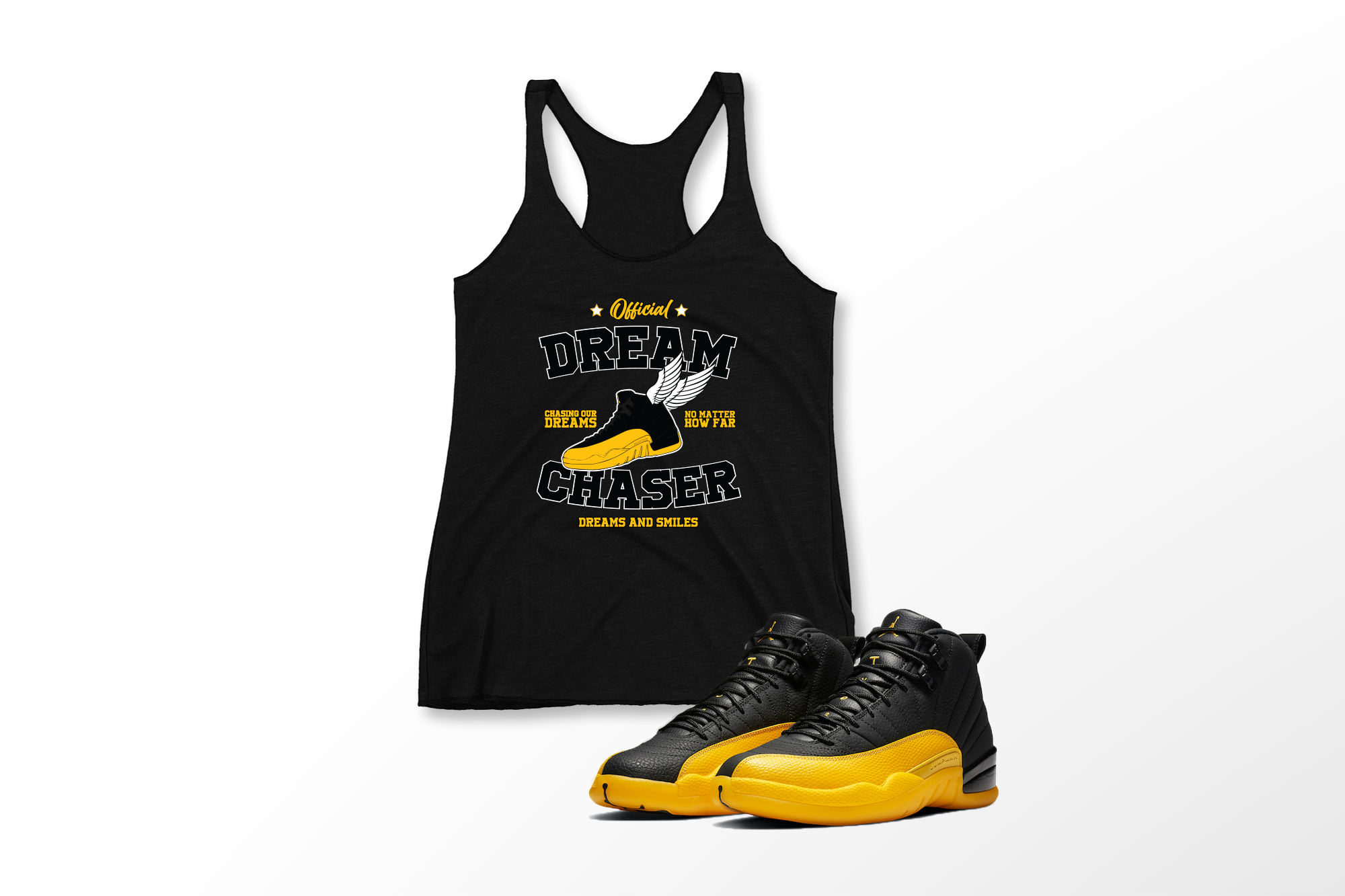'Official Dream Chaser' in University Gold CW Women's Racerback Tank