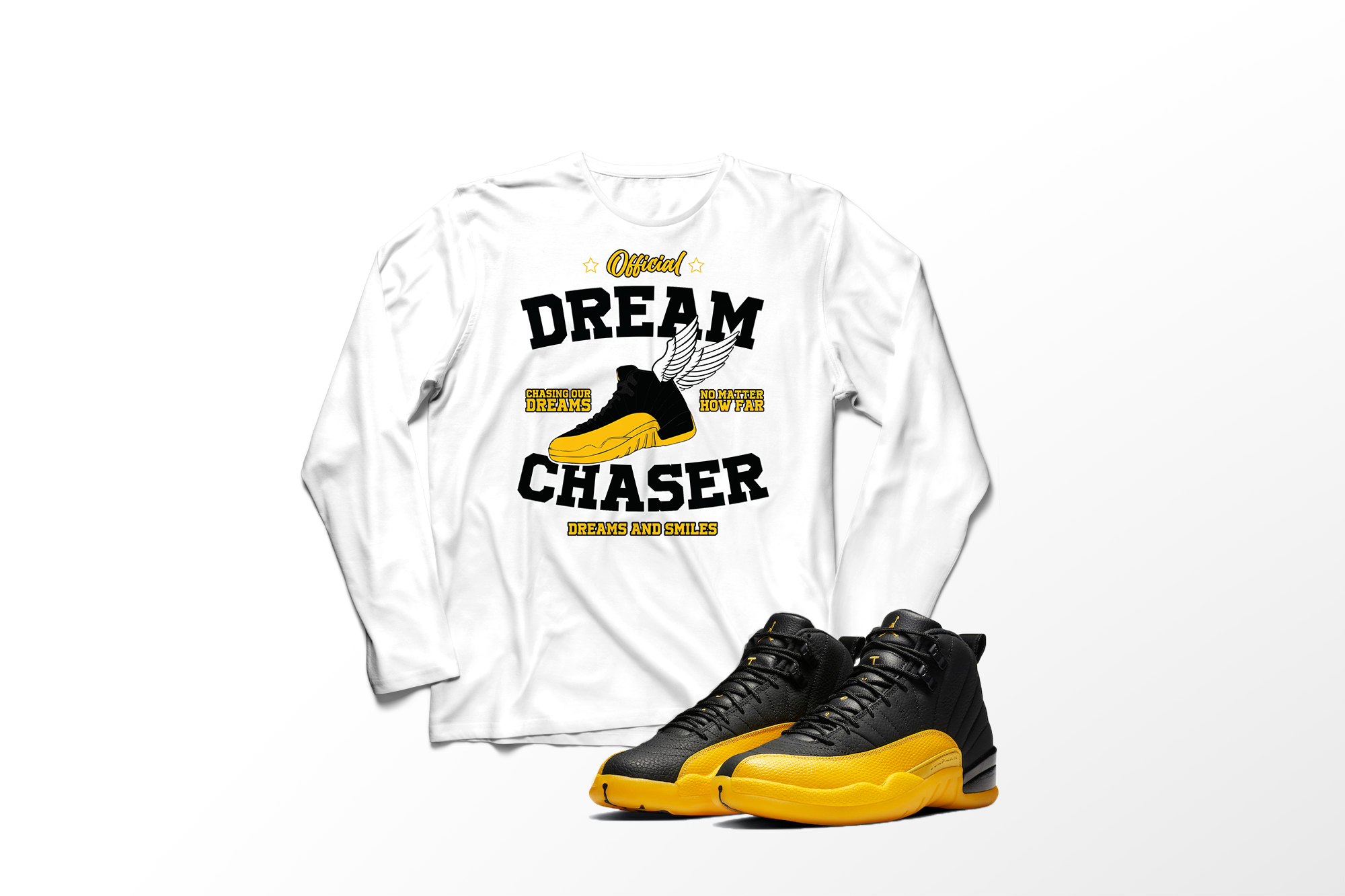 'Official Dream Chaser' in University Gold CW Men's Comfort Long Sleeve