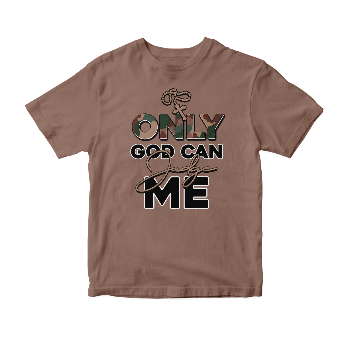 'Only God Can Judge Me' in Woodland CW Short Sleeve Tee
