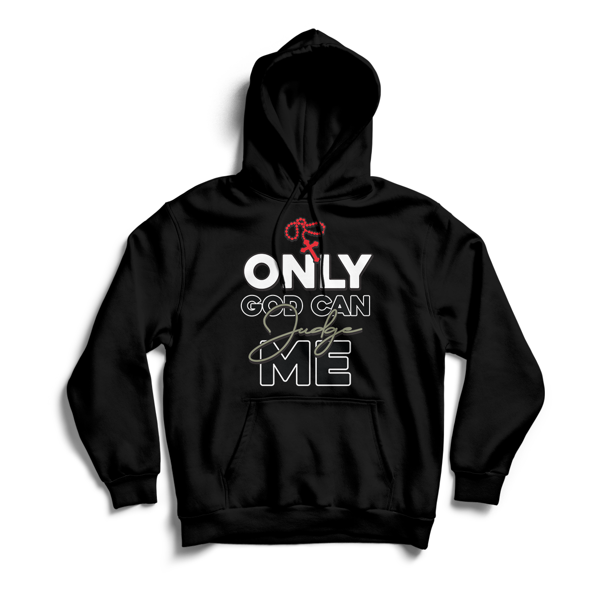 'Only God Can Judge Me' in Medium Olive CW Unisex Pullover Hoodie