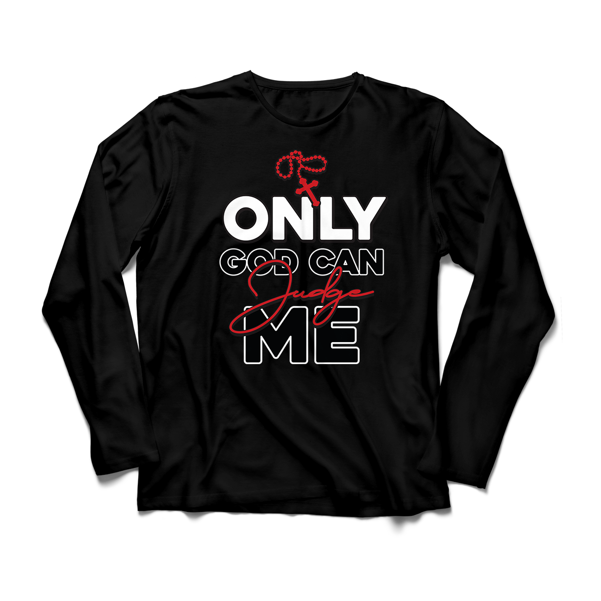 'Only God Can Judge Me' in Gym Red CW Men's Comfort Long Sleeve