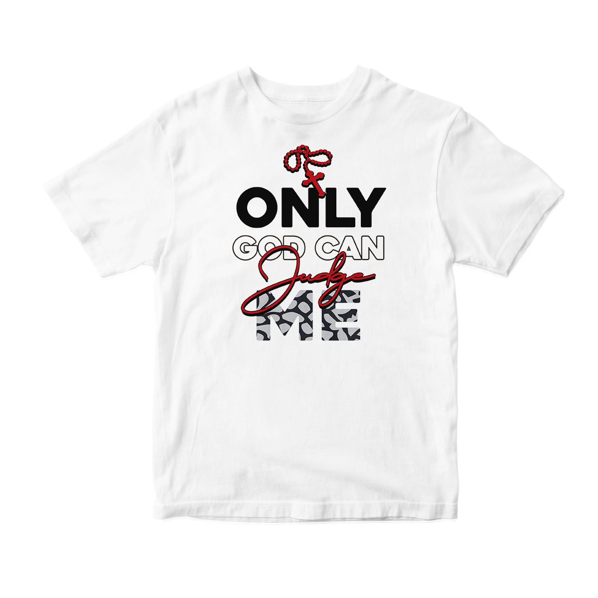 'Only God Can Judge Me' in Red Cement CW Short Sleeve Tee