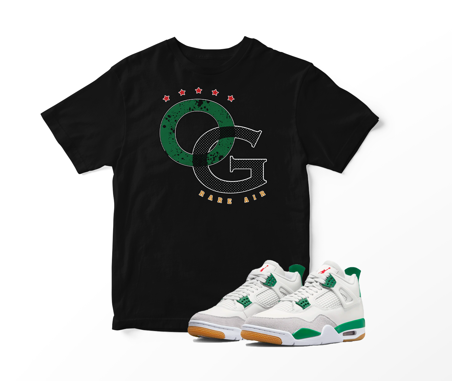 'OG Rare Air' Custom Graphic Short Sleeve T-Shirt To Match Air Jordan 4 Pine Green