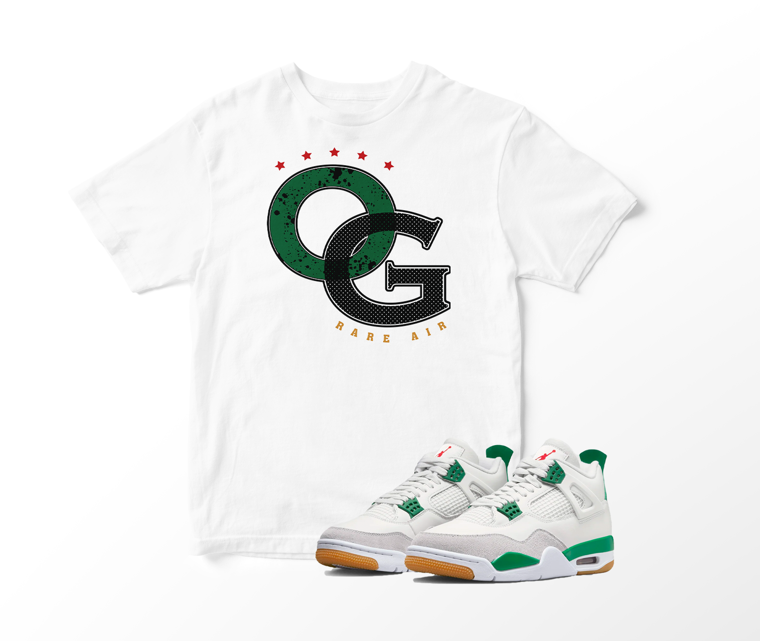 'OG Rare Air' Custom Graphic Short Sleeve T-Shirt To Match Air Jordan 4 Pine Green