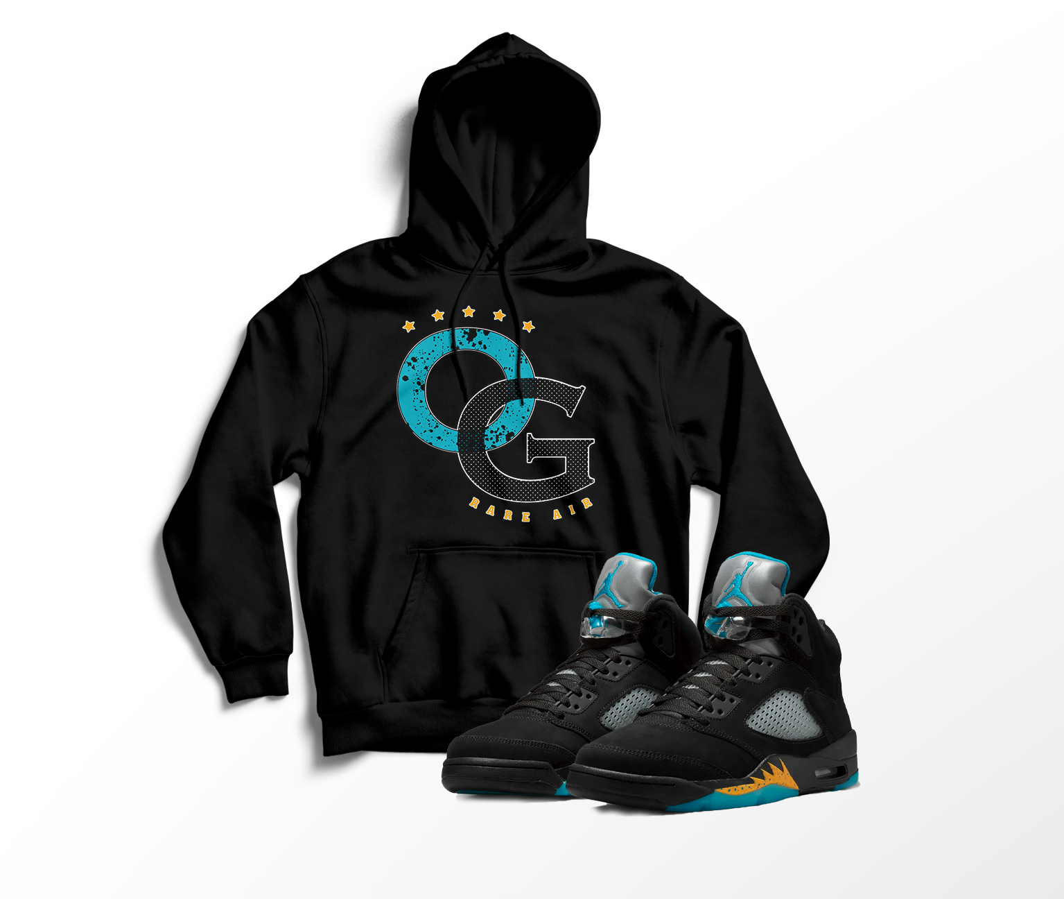 'OG Rare Air' Custom Graphic Hoodie To Match Air Jordan 5 Aqua
