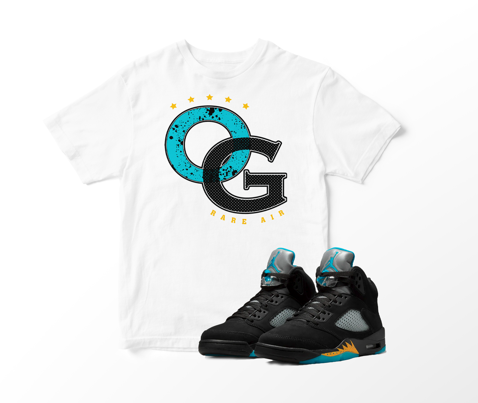 'OG Rare Air' Custom Graphic Short Sleeve T-Shirt To Match Air Jordan 5 Aqua