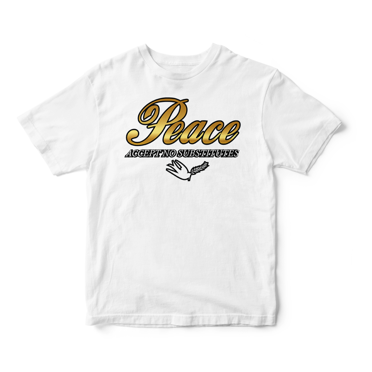 Peace No Subs in Gold Short Sleeve Tee