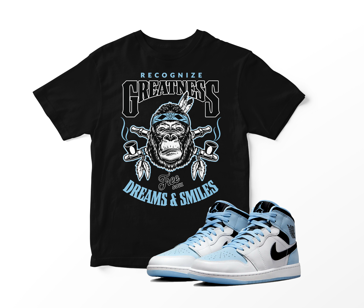 'Recognize Greatness' Custom Graphic Short Sleeve T-Shirt To Match Air Jordan 1 White Ice