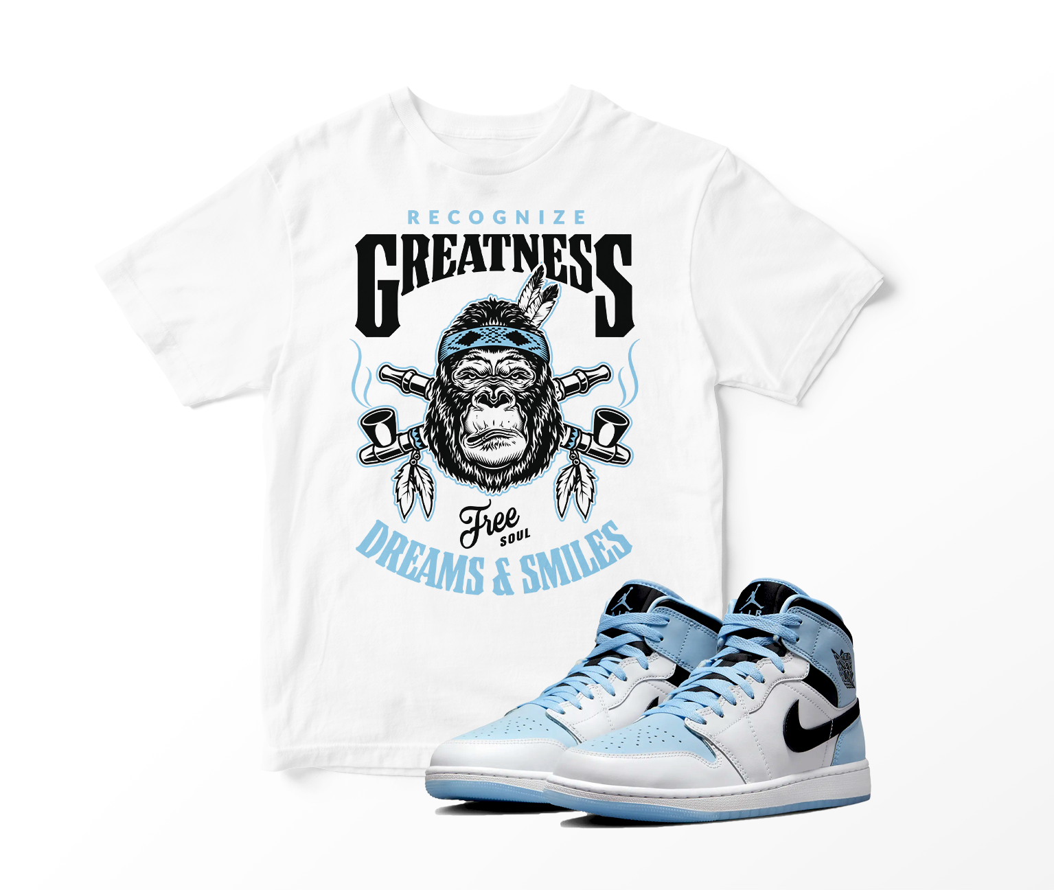 'Recognize Greatness' Custom Graphic Short Sleeve T-Shirt To Match Air Jordan 1 White Ice