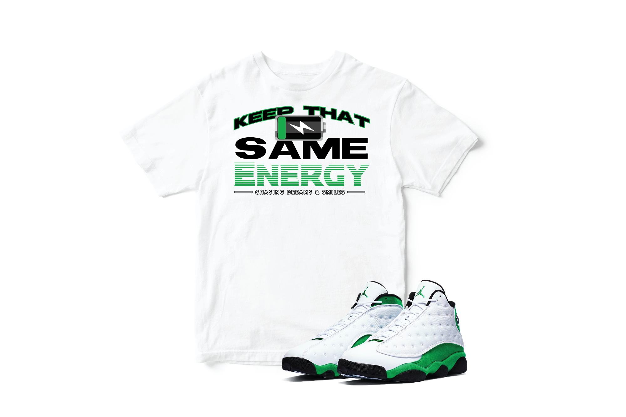 'Same Energy' Custom Graphic Short Sleeve T-Shirt To Match Air Jordan 13 Lucky Green
