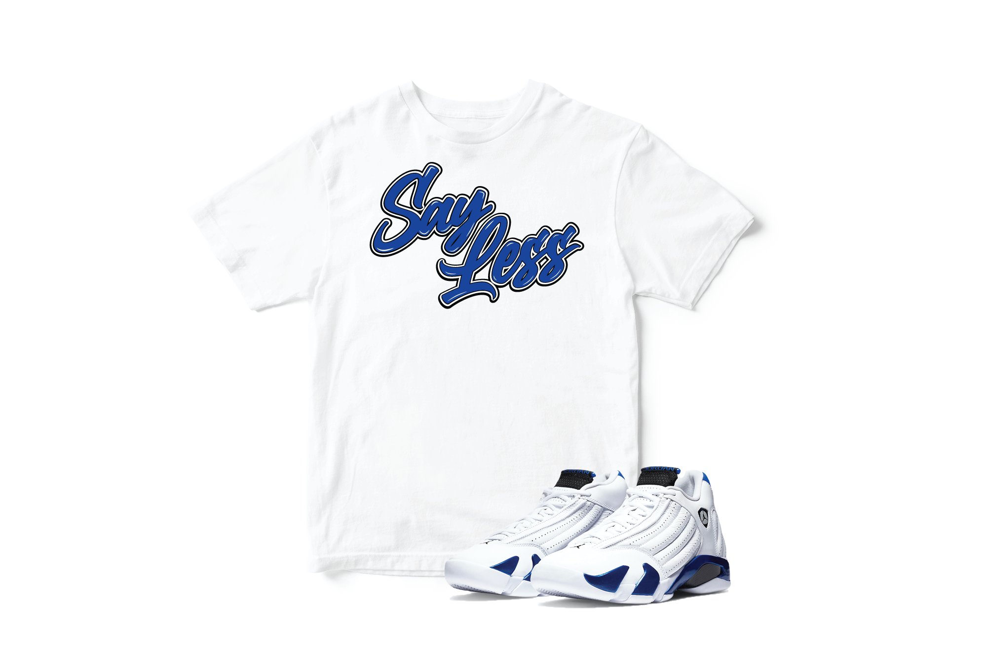 'Say Less' Custom Graphic Short Sleeve T-Shirt To Match Air Jordan 14 Hyper Royal