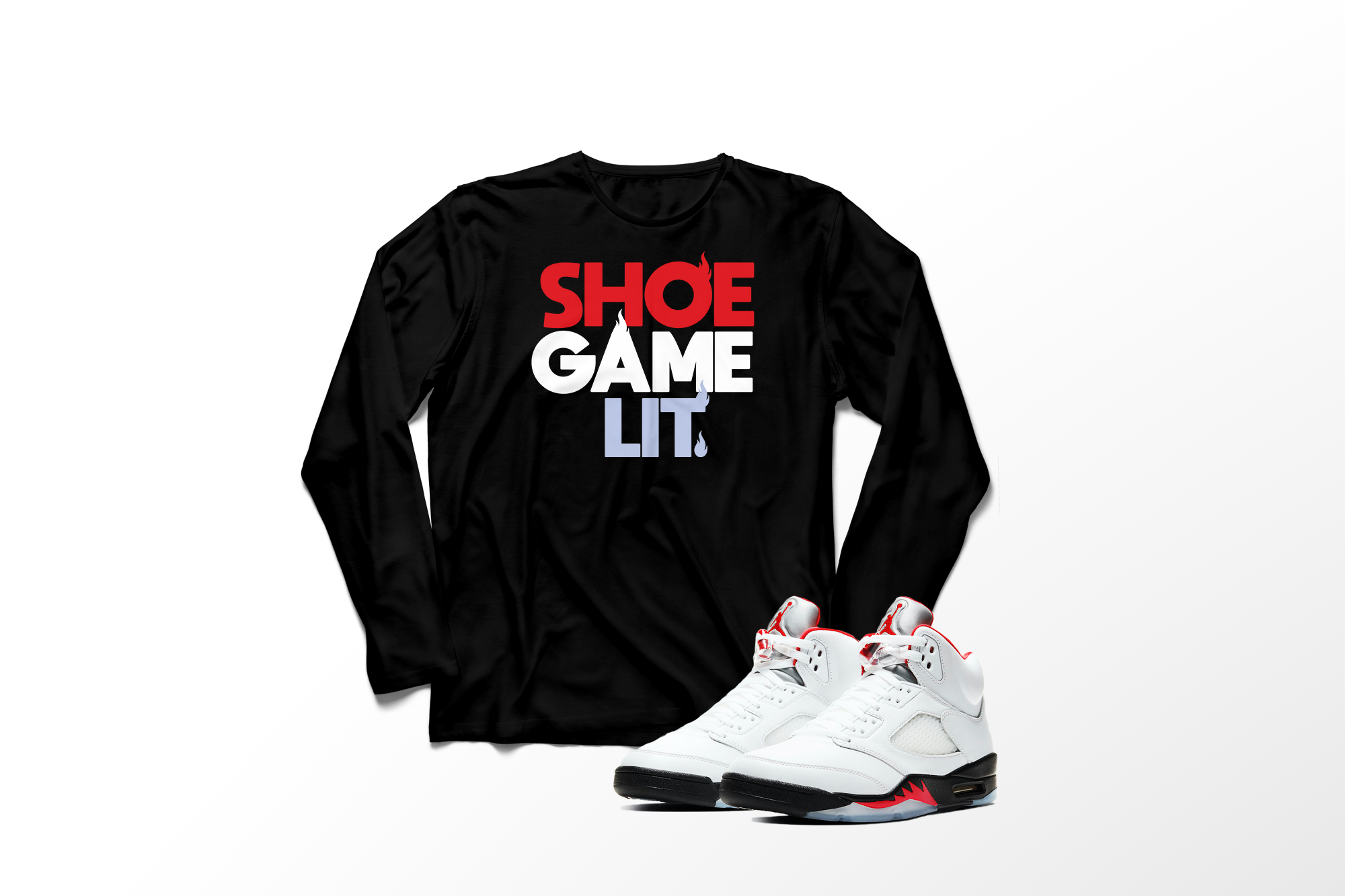 'Shoe Game Lit' in Fire Red CW Men's Comfort Long Sleeve