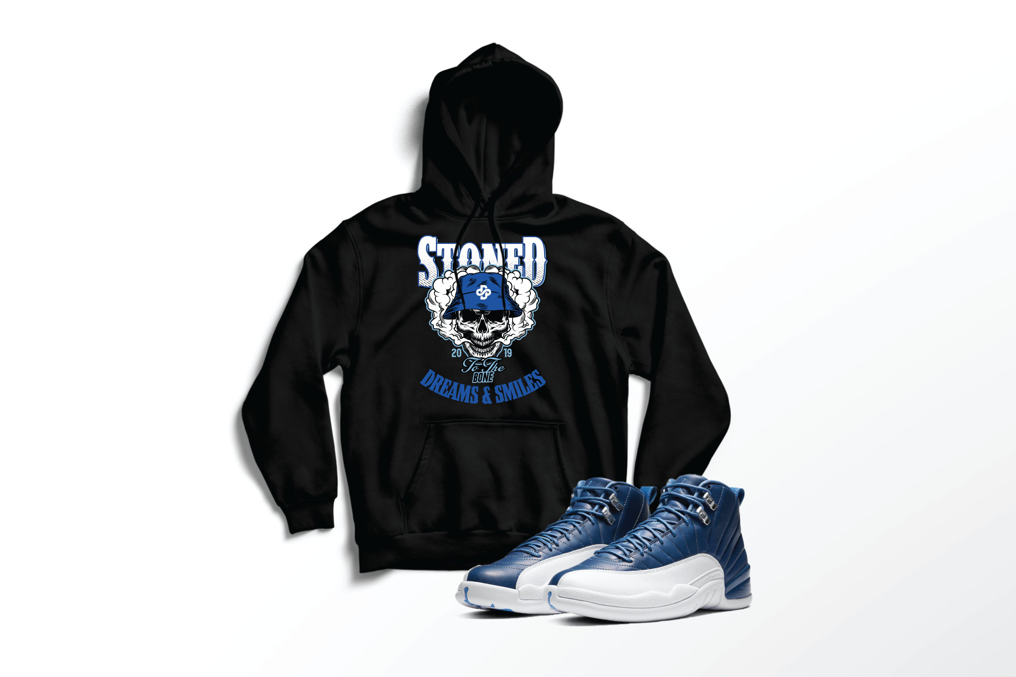 'Stoned' Custom Graphic Hoodie To Match Air Jordan 12 Indigo