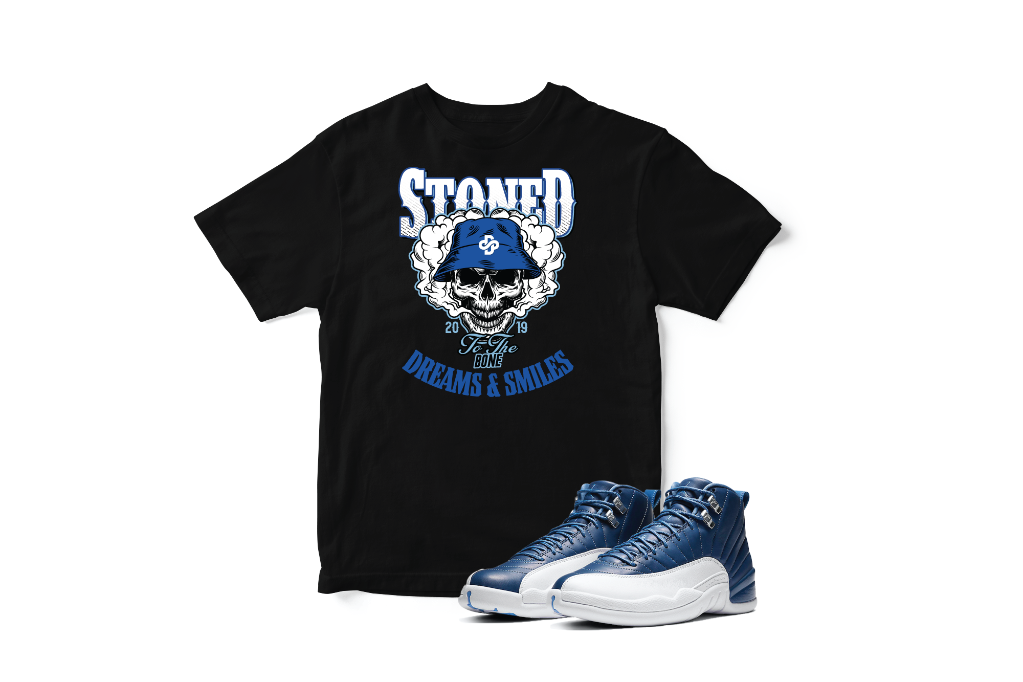 'Stoned' Custom Graphic Short Sleeve T-Shirt To Match Air Jordan 12 Indigo