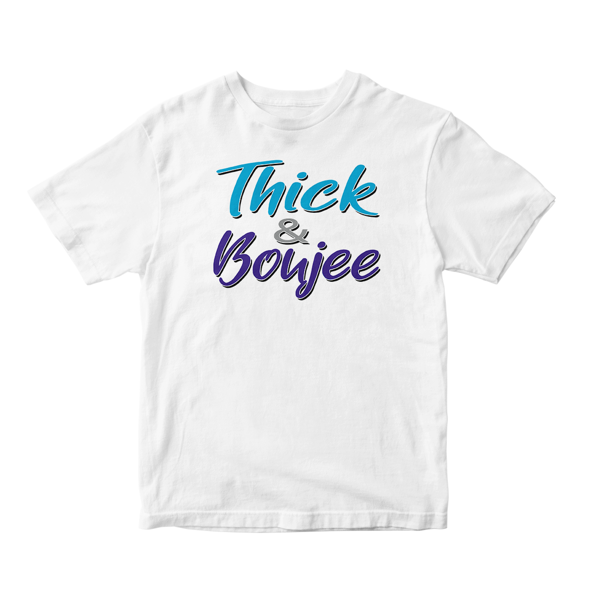 Thick & Boujee in White Aqua CW Short Sleeve Tee