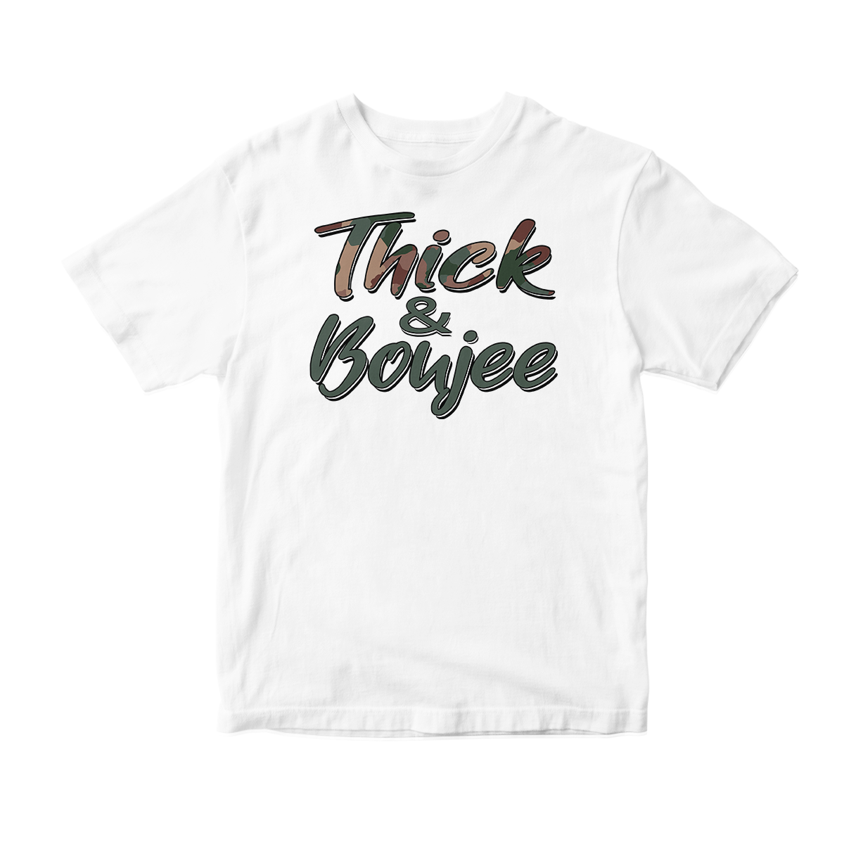 'Thick & Boujee' in Woodland CW Short Sleeve Tee