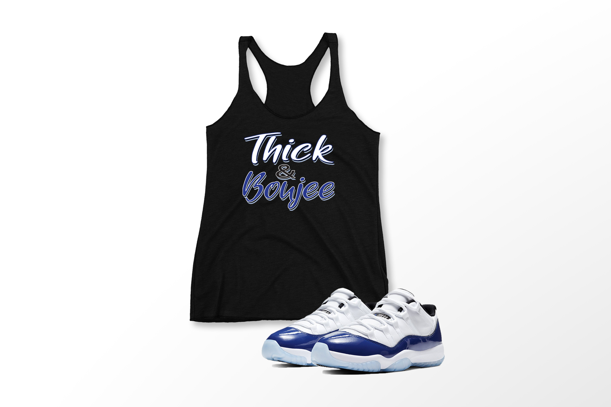 'Thick & Boujee' in Concord Sketch CW Women's Racerback Tank
