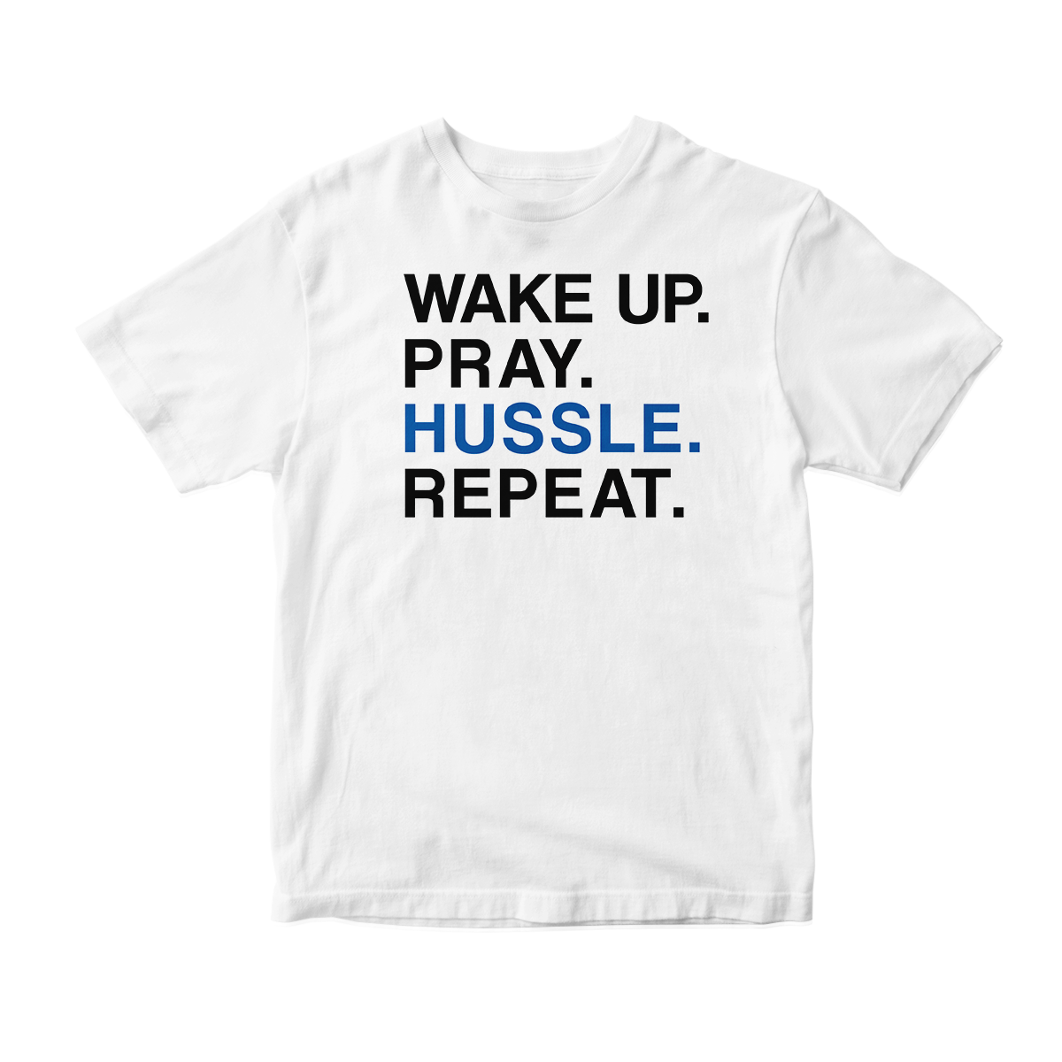 'Wake, Pray, Hussle' in Game Royal CW Unisex Short Sleeve Tee